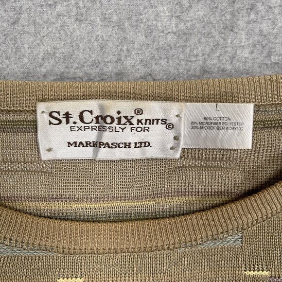 Vintage St Croix Knits Mark Pasch Sweater Sz Large L 90s Grandpa Hip Hop Relaxed - Picture 8 of 12